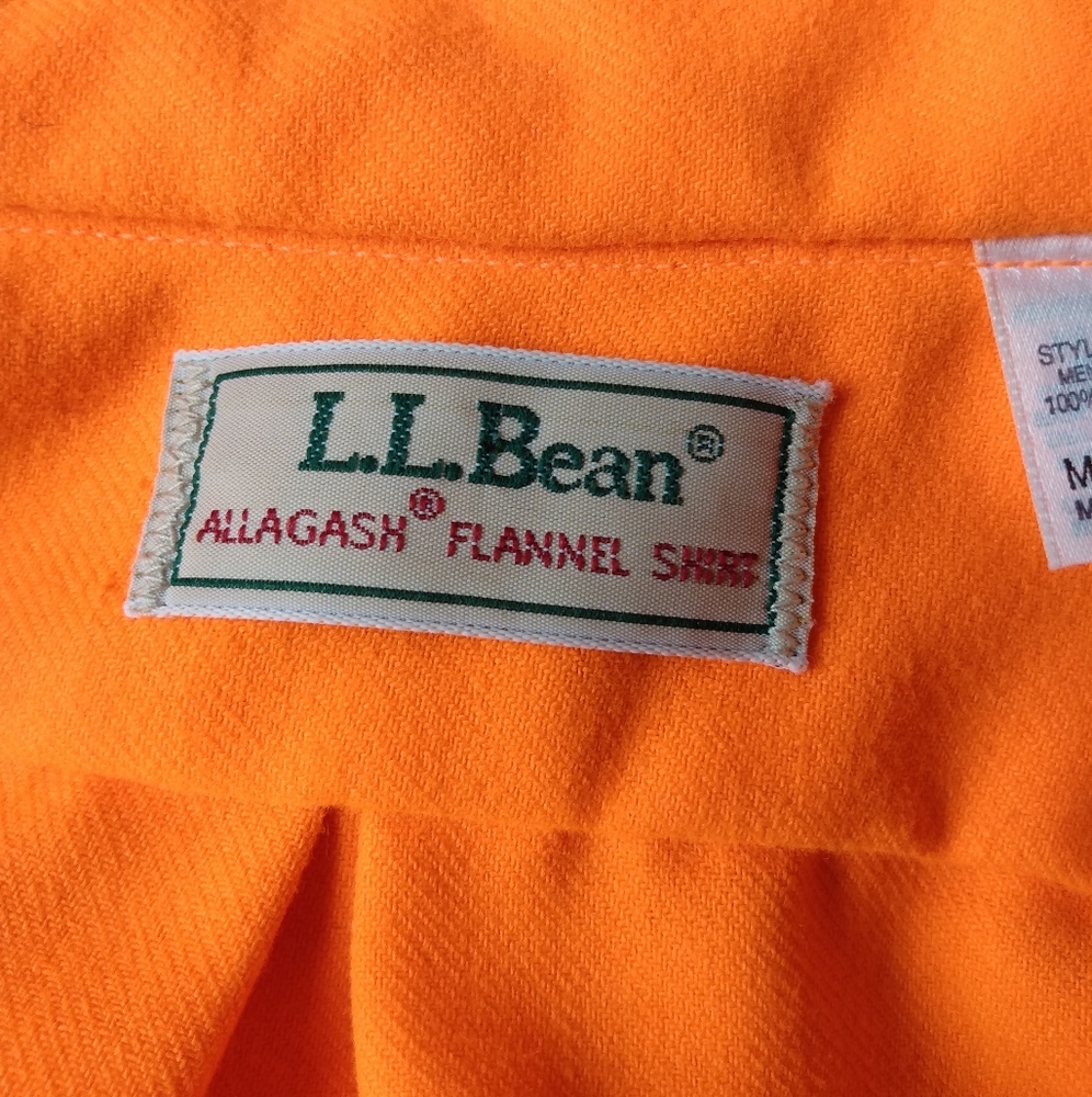 SOLD LLBean Allagash Orange Flannel Shirt USA Made - Picture 6 of 8